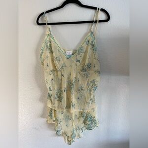 Secret treasures Yellow and blue sheer lingerie 2 piece set loungewear